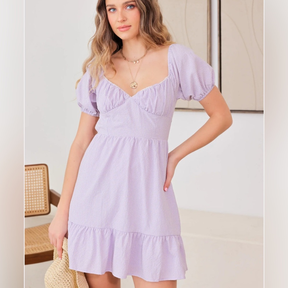 Lavender Puff Sleeve Dress